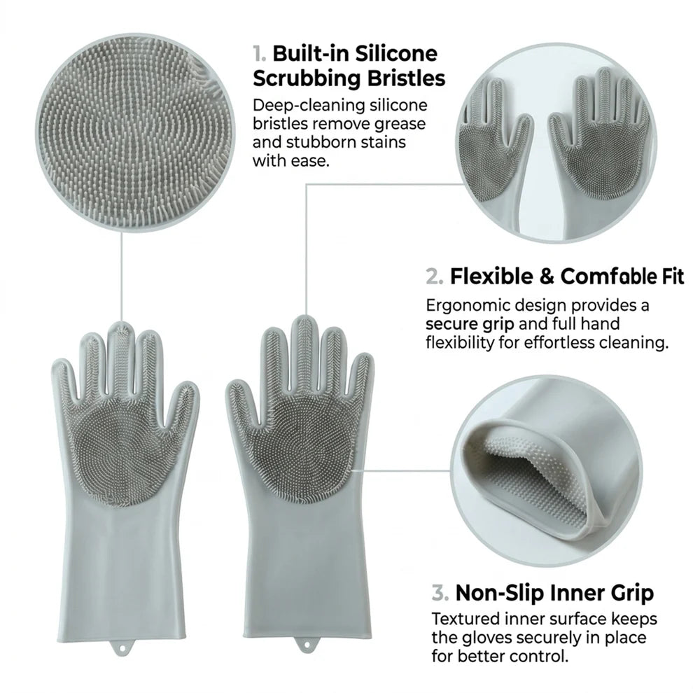 Scrubora – Reusable 2-in-1 Cleaning Gloves (2 Pairs)